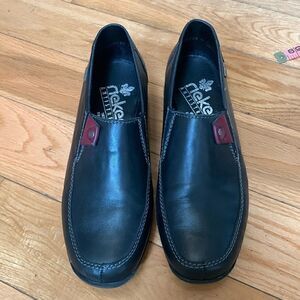 Rieker GUC black with red detail slip on loafers Size 37
